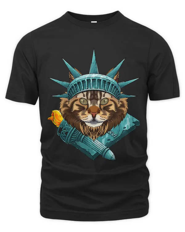 Statue Of Liberty Maine Coon 4th Of July Dog USA America
