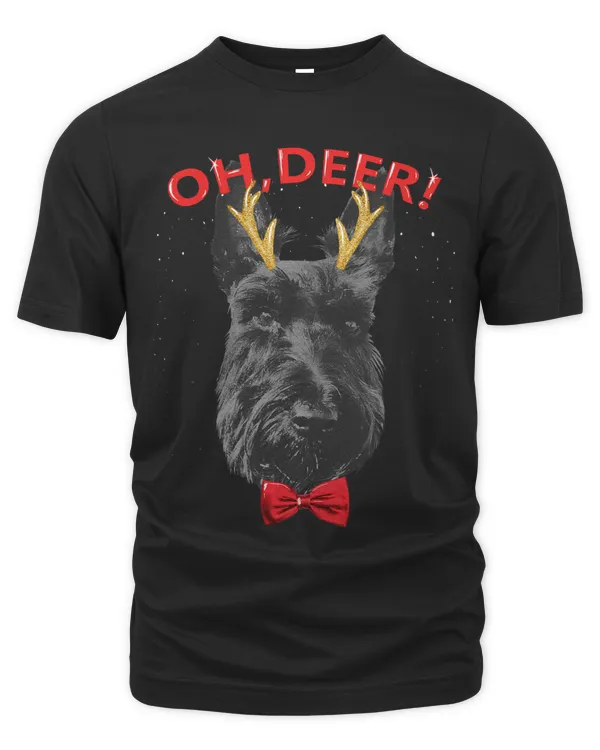 Oh Deer Scottish terrier Xmas Red Bowtie