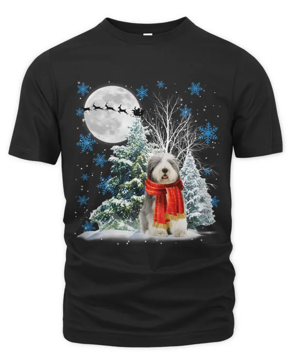 Old English Sheepdog Under Moonlight Snow Christmas Pajama 67