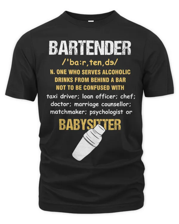 Bartender Barkeeper Definition Word Bar Pub Alcohol Fan Gift