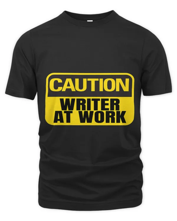 CAUTION WRITER AT WORK YELLOW CAUTION SIGN