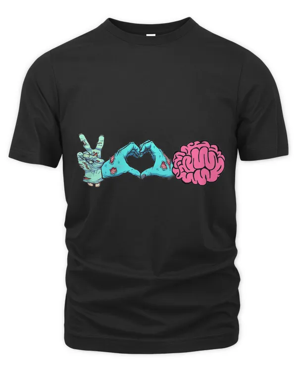 Cute Funny Halloween Zombie Clothing Peace Love Brains