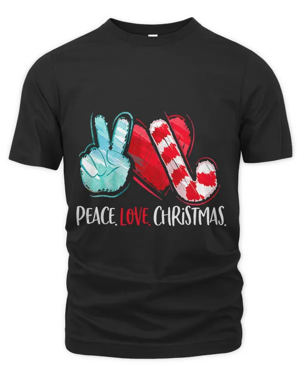 Peace Love Christmas Candy Cane Funny Women Girls Kids