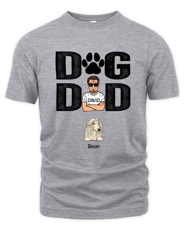 Dog Dad Man & Peeking Dog Personalized Shirt, Gift For Dog Dad, Dog Lover Gift