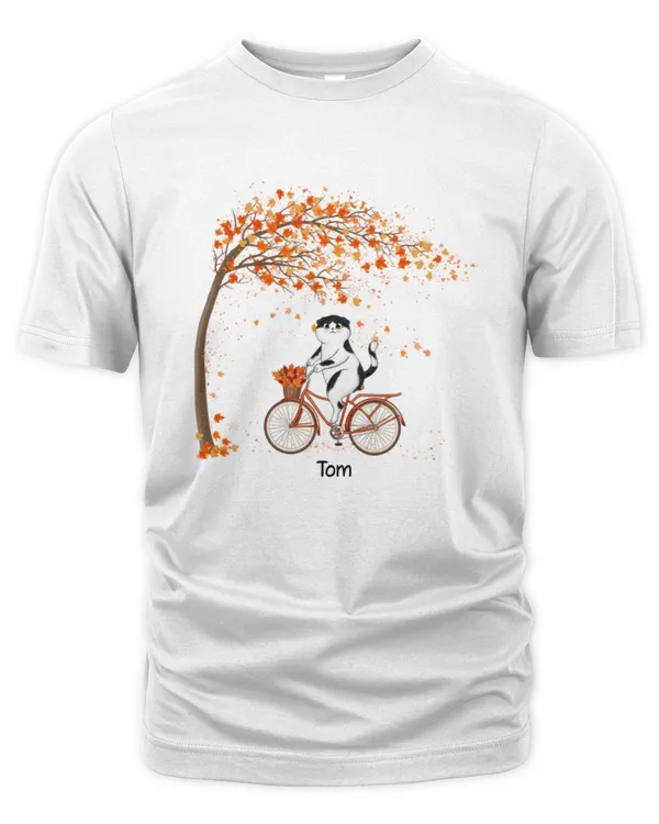 Fall Season Fluffy Cats Riding Bike Personalized Shirt, Fall Season Shirt, Cat Lover Shirt