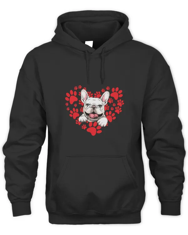 French Bulldog Peeking Valentine Heart Paw Valentines Day