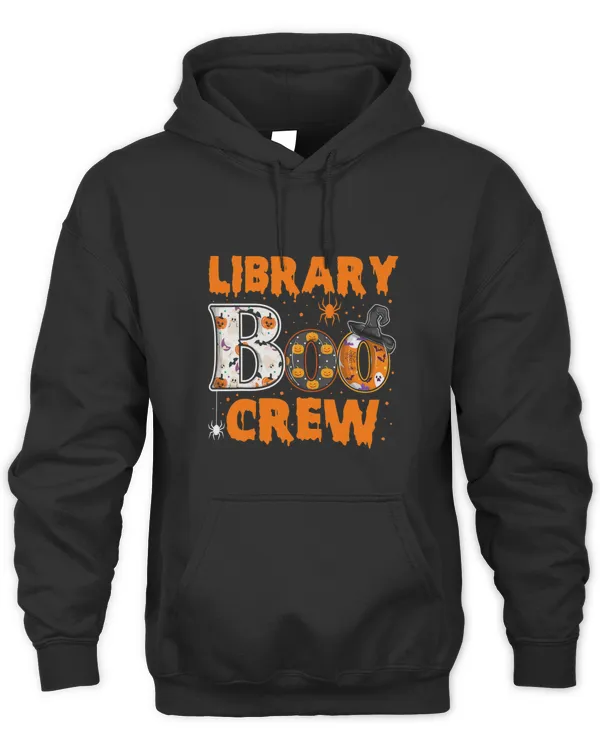 Halloween Library Boo Crew Shirt Women Men Spooky Pumpkin