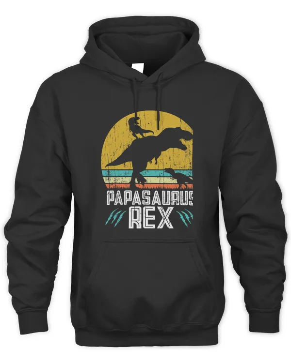 Papasaurus Rex Retro Sunset Funny Gift For Father of 2