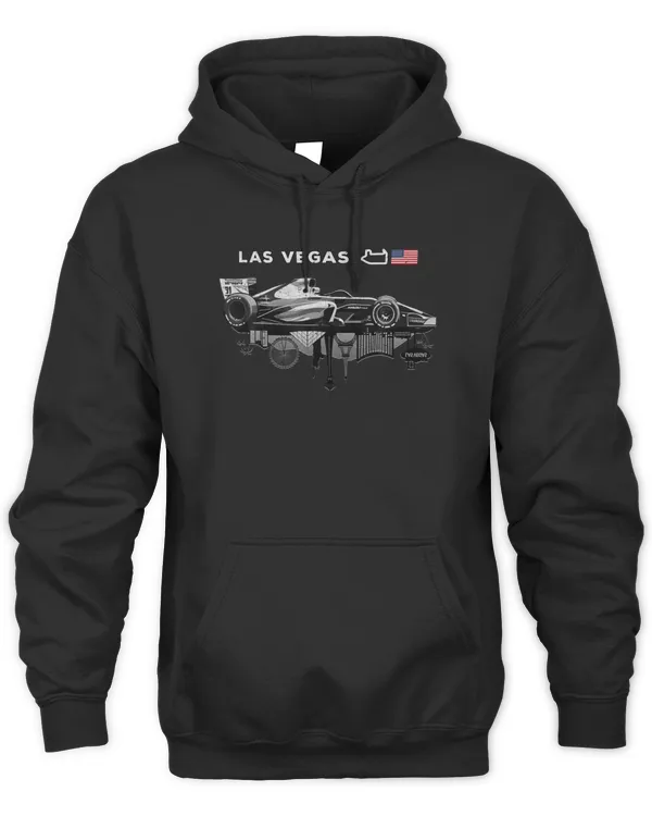 Formula Racing Open Wheel Car Las Vegas Circuit USA Flag Pullover Hoodie