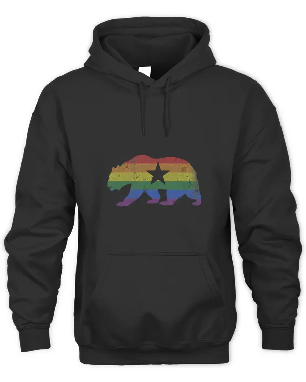 California Bear LGBTQ+ Gay Lesbian Pride Flag Men Women  T-Shirt