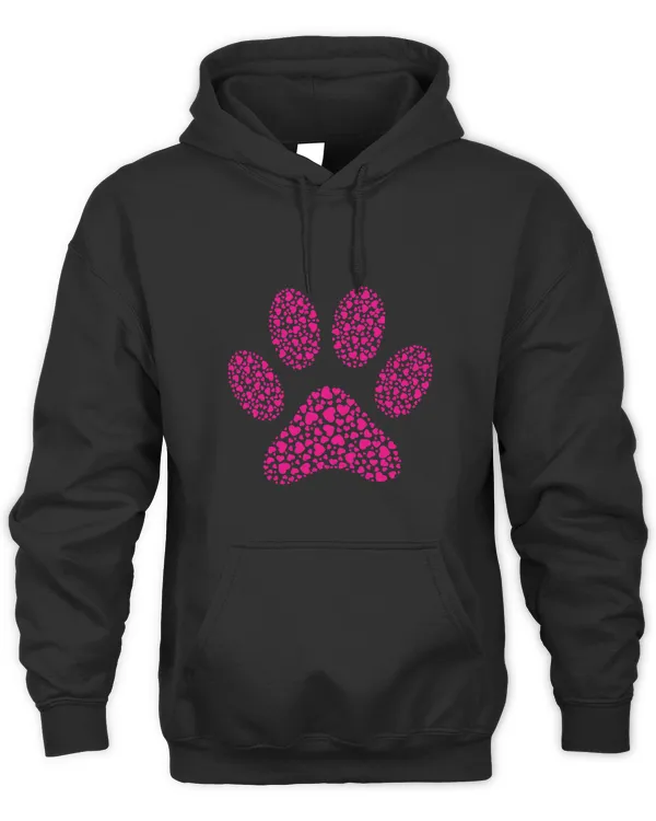 Happy Valentines Day Dog Paw Print Pink Hearts Pattern