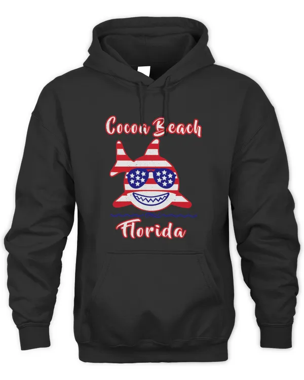 Cocoa Beach Florida Patriotic USA American Flag Shark