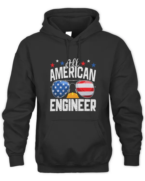 Funny All American Engineer 4th of July American Flag