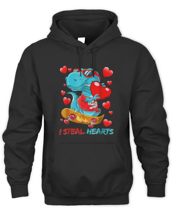 Funny Boys Valentines Day Kids T rex Dino I Steal Hearts