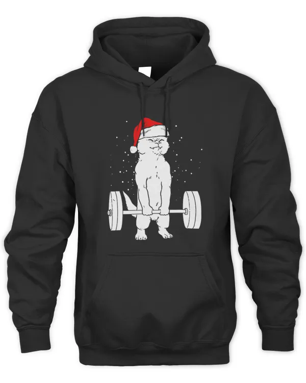 Funny Cat Santa Weightlifting Christmas Fitness Gym Deadlift