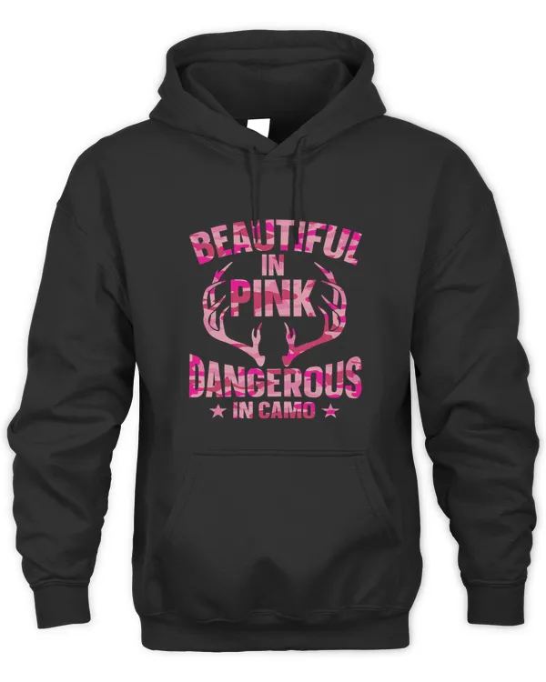 Womens Hunting Funny Hunter Beautiful In Pink Dangerous In Camo