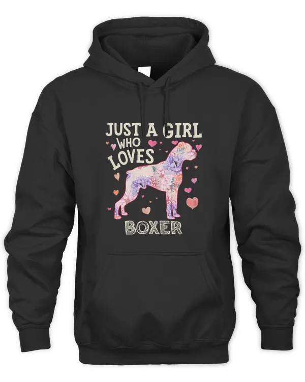 Womens Just A Girl Who Loves Boxer Dog Flower