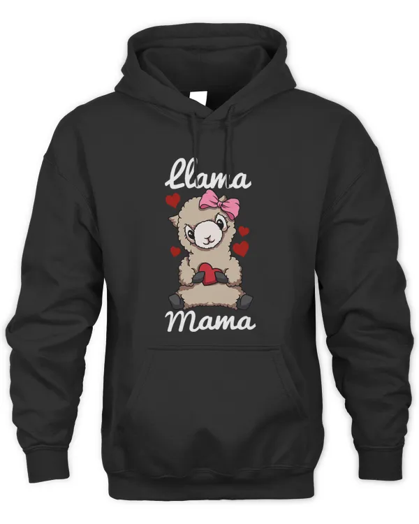 Womens Llama Mama Finger Heart Llama Animal With Ribbon