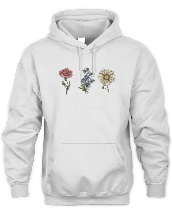 Flower Printed Floral Hoodie, Nature Hoodie, Tops Gift for Her