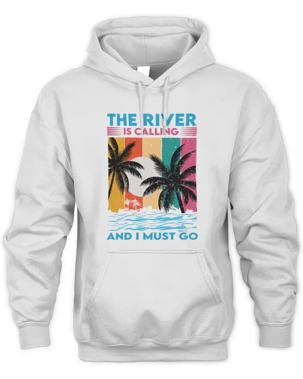 The River Is Calling And I Must Go Retro Vintage Palm Lake Life Beach Lover Vacation T-Shirt