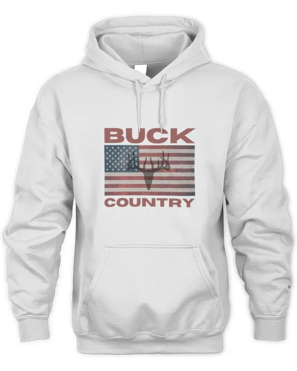 Buck Country Deer Head Antlers Hunter Hunt Hunting Outdoors American Flag3643 T-Shirt
