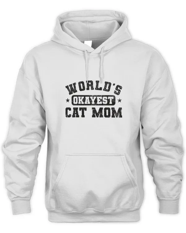 Worlds Okayest Cat Mom Distressed  Best National Pet Month  T-Shirt