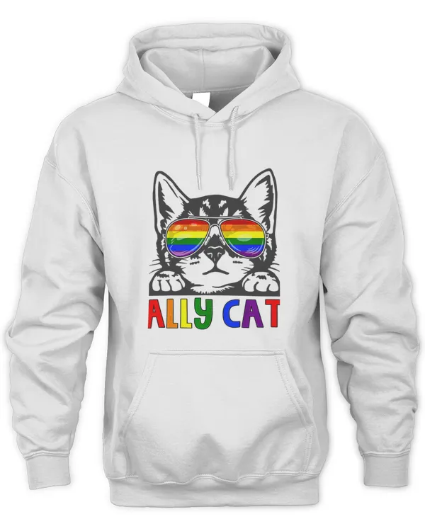 Ally Cat LGBT Gay Rainbow Pride Flag Boys Men Girls Women  T-Shirt