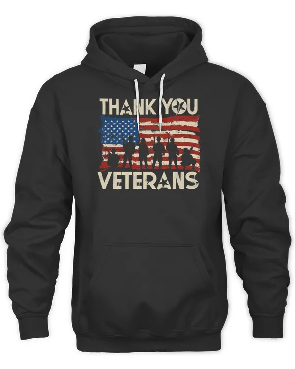 American Flag Thank You Veterans Military Appreciation T-Shirt