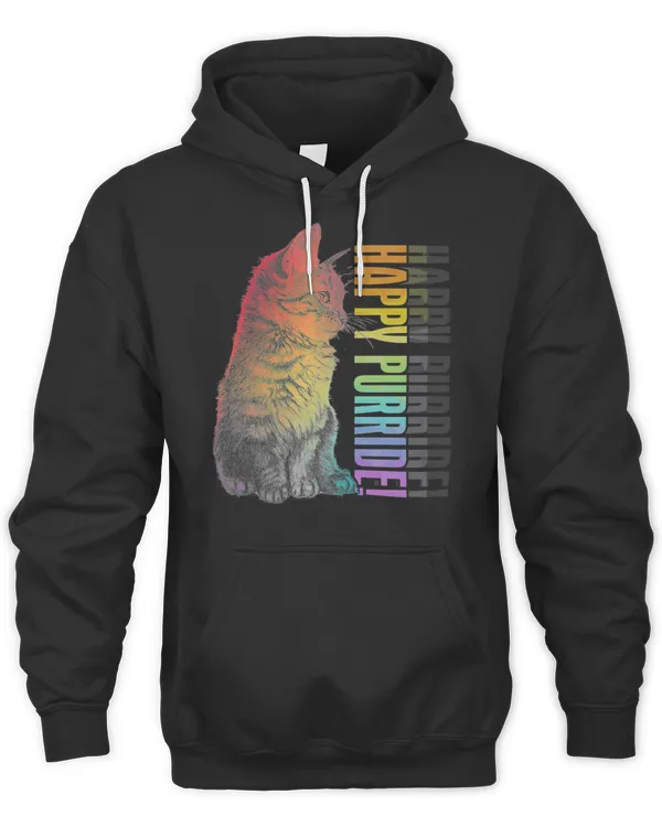 Happy Purride Cat Lover Rainbow LGBT T-Shirt