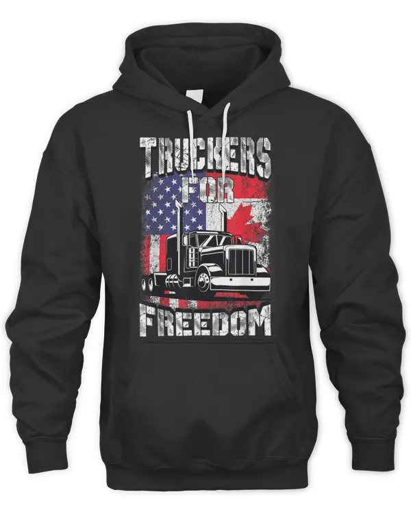 American Flag Canada Flag Freedom Convoy TRUCKER Driver T-Shirt