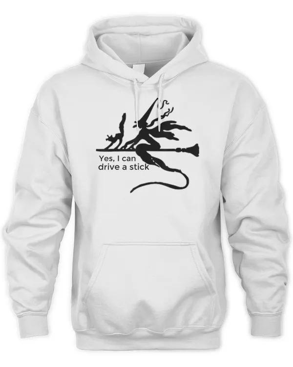 Flying Witch With Black Cat Yes I Can Drive A Stick T-Shirt