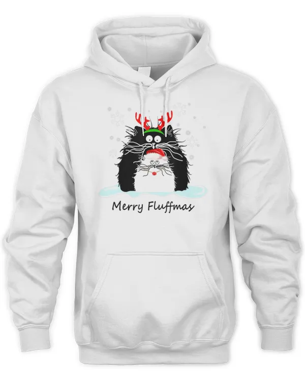 Fun Cat Merry Fluffmas Reindeer Christmas Kitten Meowlover T-Shirt