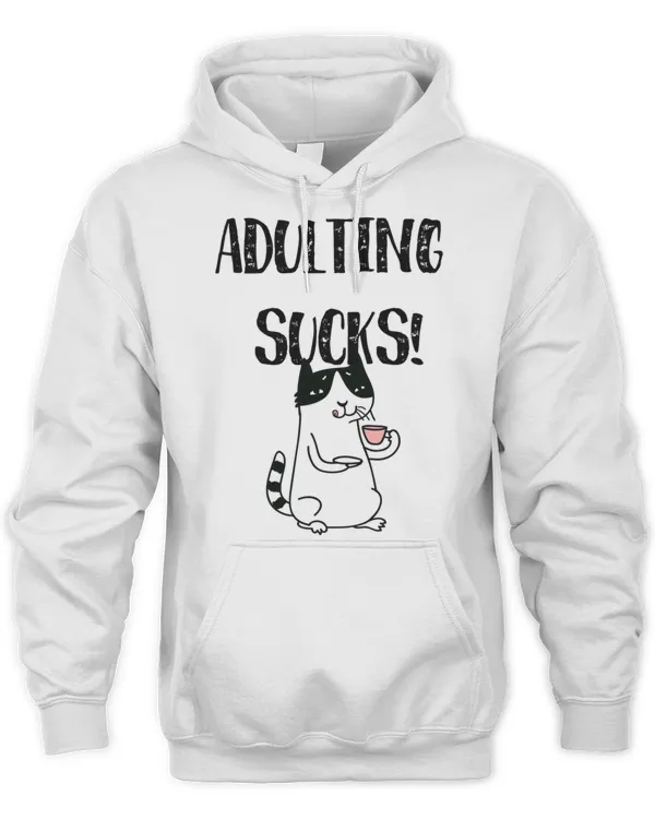 Funny Cat Design Adulting sucks T-Shirt