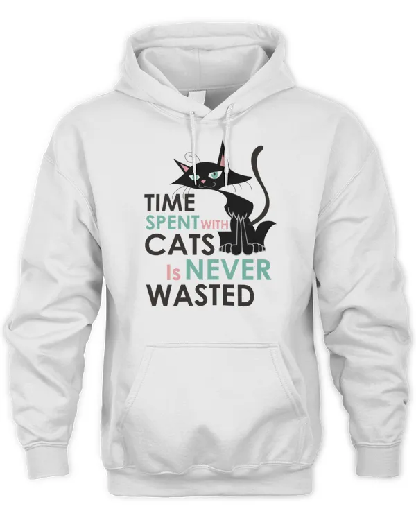 Funny Cat Design Time Spent With Cats is Never Wasted T-Shirt