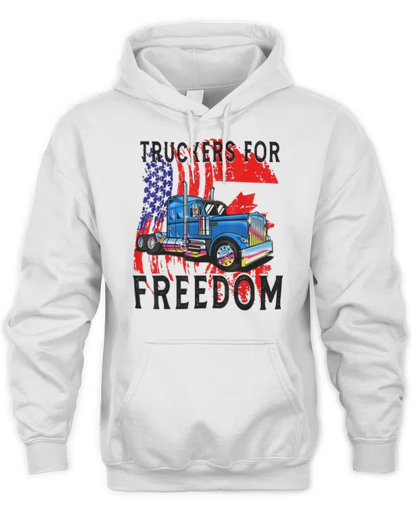 Canada And US Flag Truckers For Freedom Convoy T-Shirt