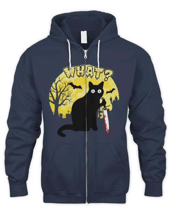 Murderous Black Cat With Knife Men's Zip Hoodie