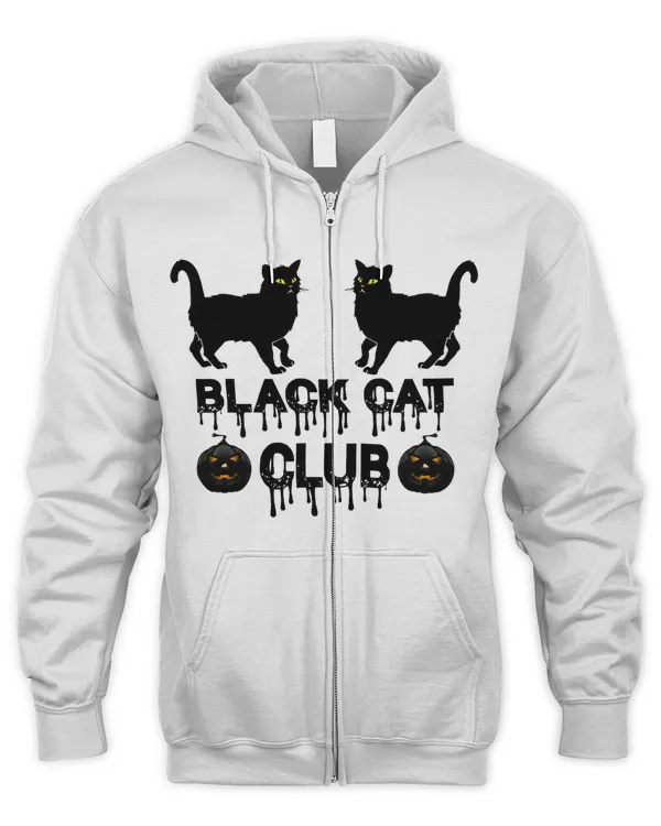 Black cat club Men's Zip Hoodie, black pumpkin