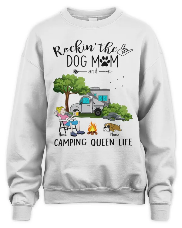 Camping Shirt Rockin The Dog Mom And Camping Queen Life Personalized Gift, Gift For Dog Mom, Dog Lover Gift, Camping Lover Gift