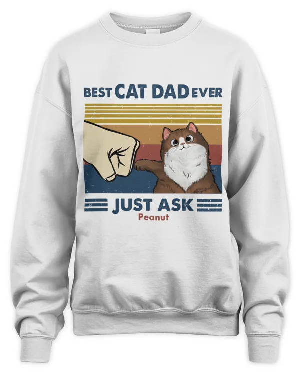 Best Cat Dad Fluffy Cat Personalized Light Color QTCAT030123A1