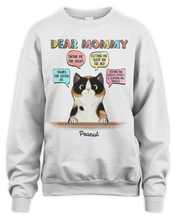 Dear Cat Mom, Thank You For Everything Personalized T-shirt, Personalized Gift for Cat Lovers, Cat Mom QTCAT020123A2