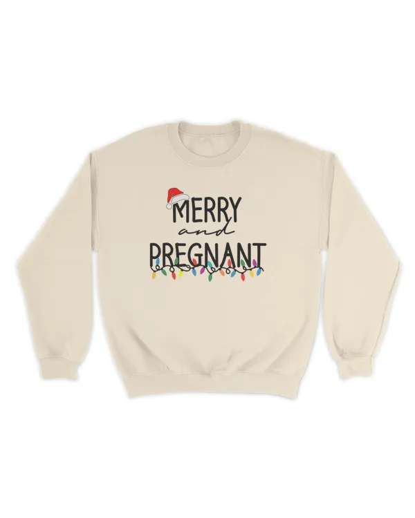 Merry and Pregnant with Christmas Lights - Baby Announcement