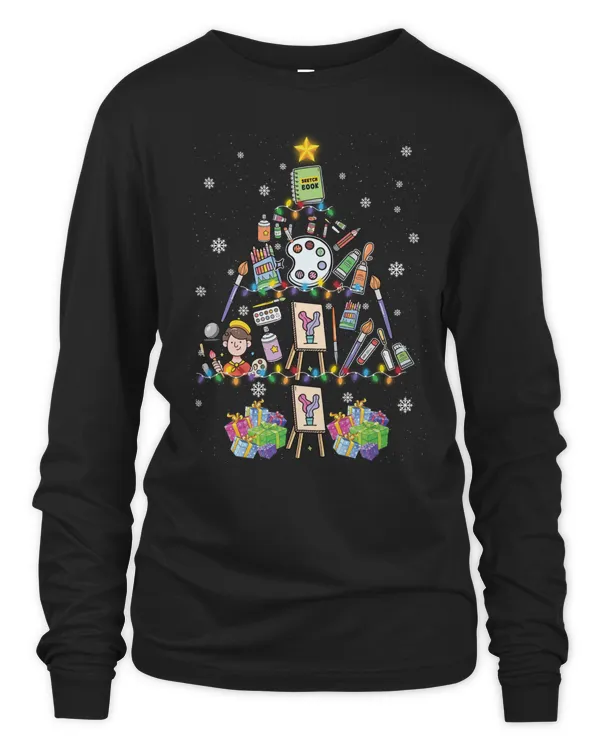 Gift For Art Teacher Christmas Tree Shirt