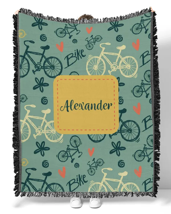 Personalized Woven Blanket With Name For Cyclist