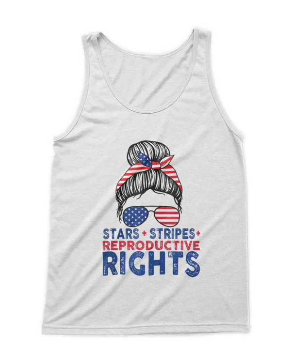 Messy Bun American Flag, Stars Stripes Reproductive T-shirt