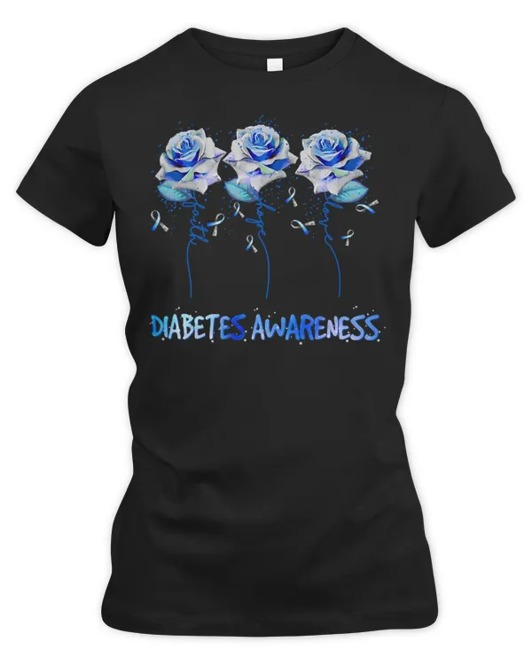 Diabetes Diabetic Faith Hope Love Rose Gray Blue Ribbon 49 Diabetes Awareness