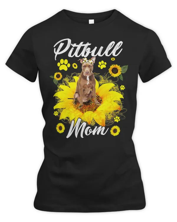 Pitbull Lover Dog Cute Pitbull Mom Sunflower With Dog Paw Mothers Day 276 Pitbulls