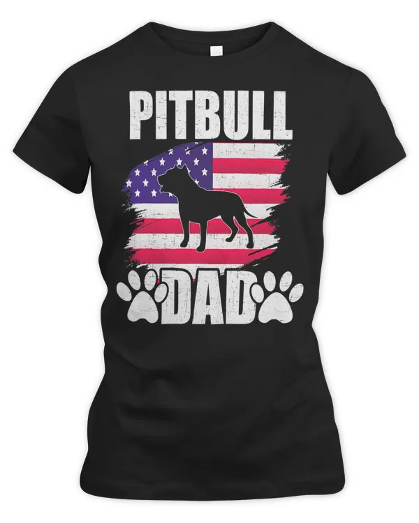 Pitbull Lover Dog Dad Dog Lover American US Flag 128 Pitbulls