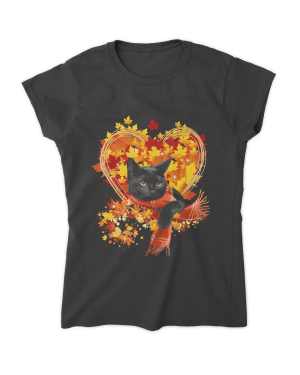 Black Cat Autumn Leaf