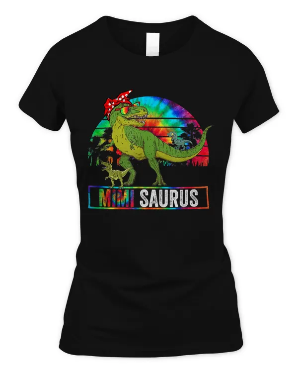 Mimi Dinosaur Funny Dad Mimisaurus 2 Two Kids T-Shirt