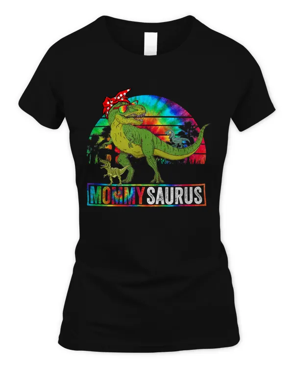Mommy Dinosaur Funny Dad Mommysaurus 2 Two Kids 2022 T-Shirt